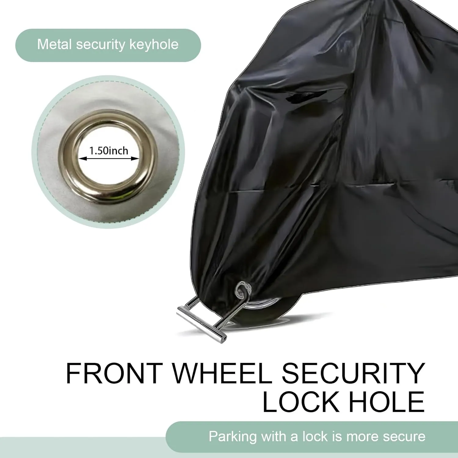 1 PC Motorcycle Cover, 210D Durable Waterproof Motorcycle Cover, Sun Outdoor Protection Car Cover with Lock-Holes & Storage Bag, Universal for Most Motorcycles (Black)