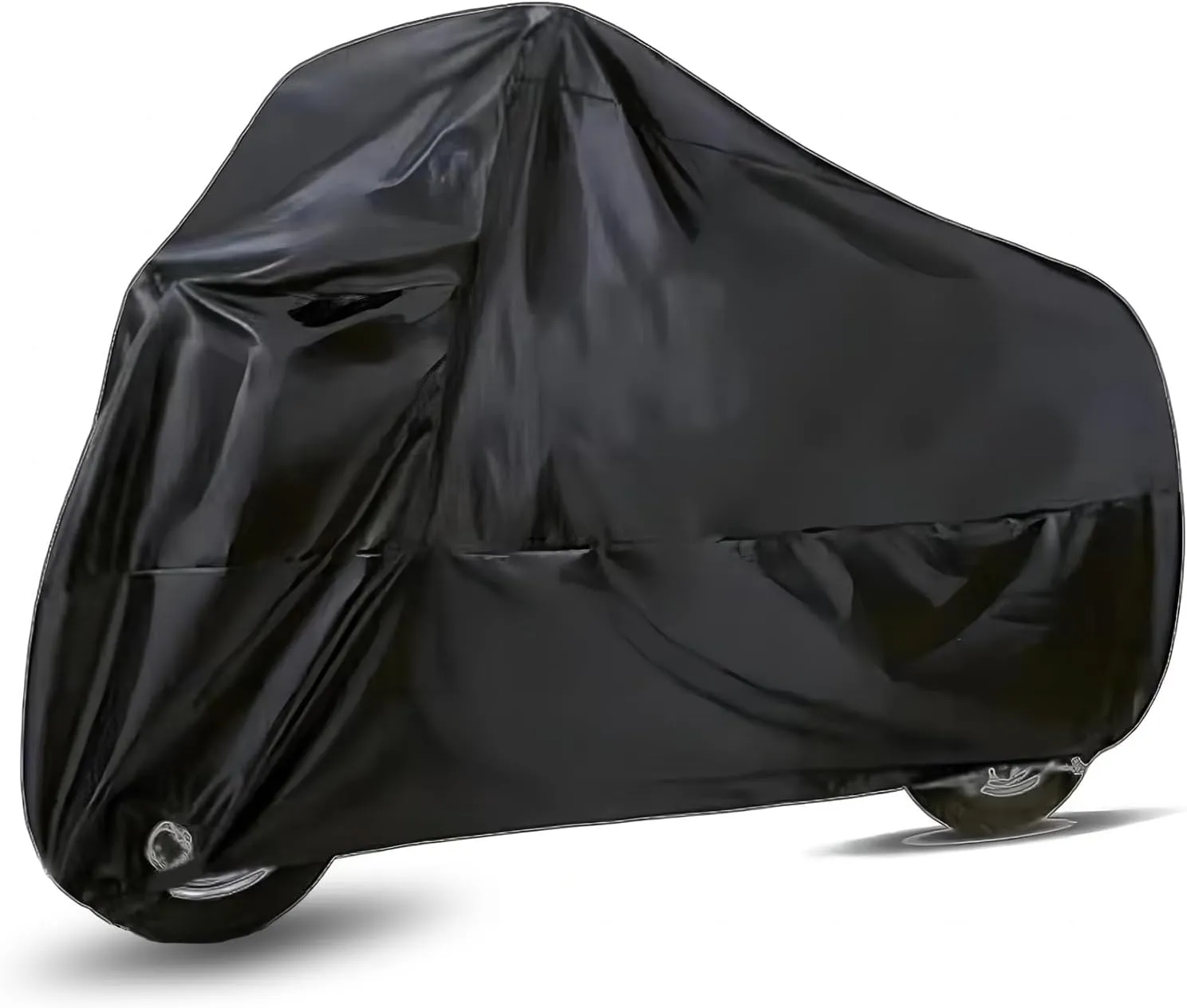 1 PC Motorcycle Cover, 210D Durable Waterproof Motorcycle Cover, Sun Outdoor Protection Car Cover with Lock-Holes & Storage Bag, Universal for Most Motorcycles (Black)
