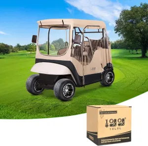 10L0L Golf Cart Enclosures Cover for EZGO TXT 2 Passenger (Roof Up to 58"), Windproof Waterproof Rain Cover, 4-Sided Clear Window & Roll-up Zipper Door Large