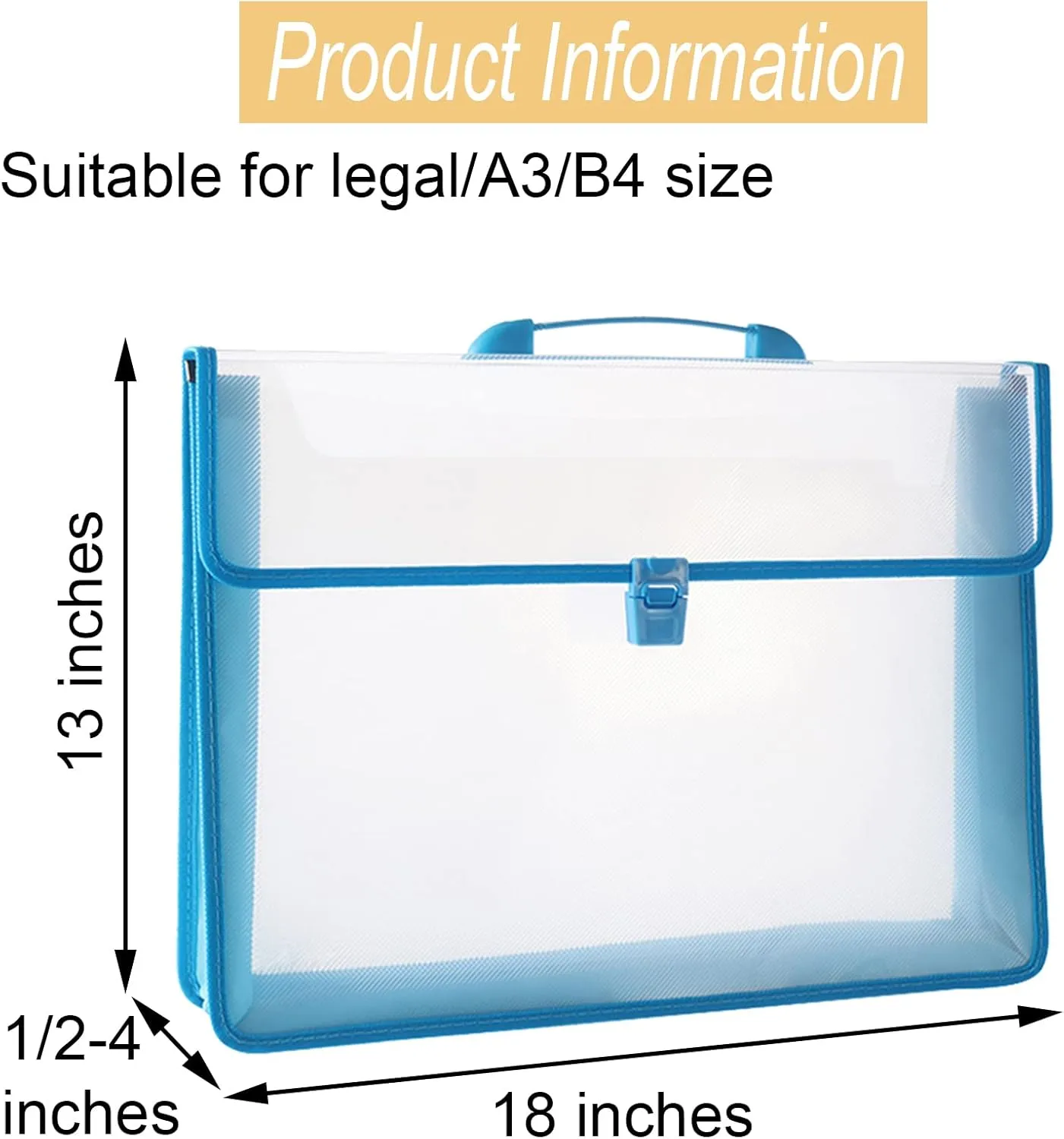 12x16.5 Portfolio A3 PP Plastic Transparent Oxford Cloth Edge Waterproof Blue 1 Pack