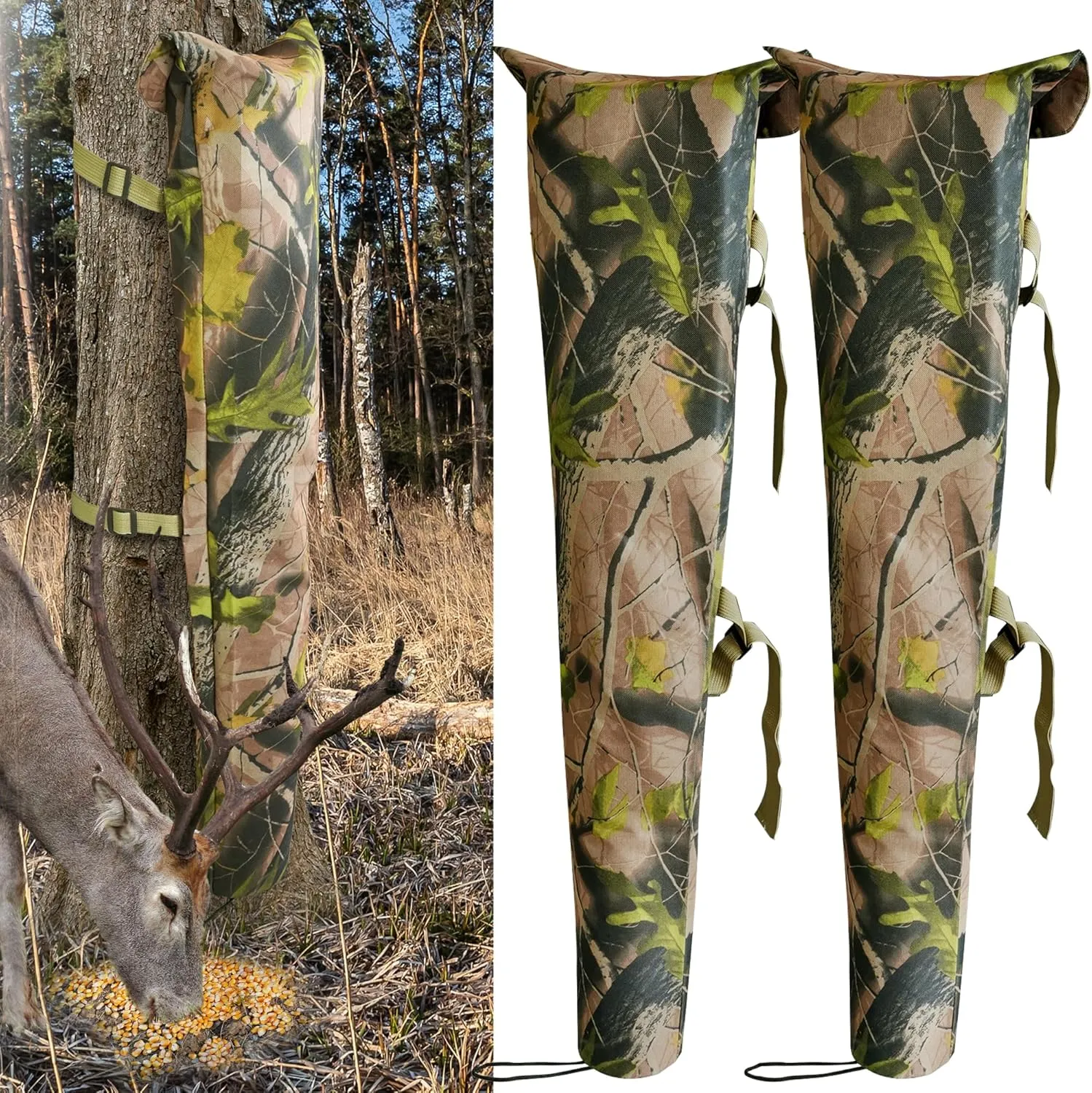2 PCS Bag Feeder Adjustable Deer Corn Feeders for Deer Hunting Durable Weatherproof Gravity Deer Feeder Tree Deer Feeders for Hunting -HD Camo