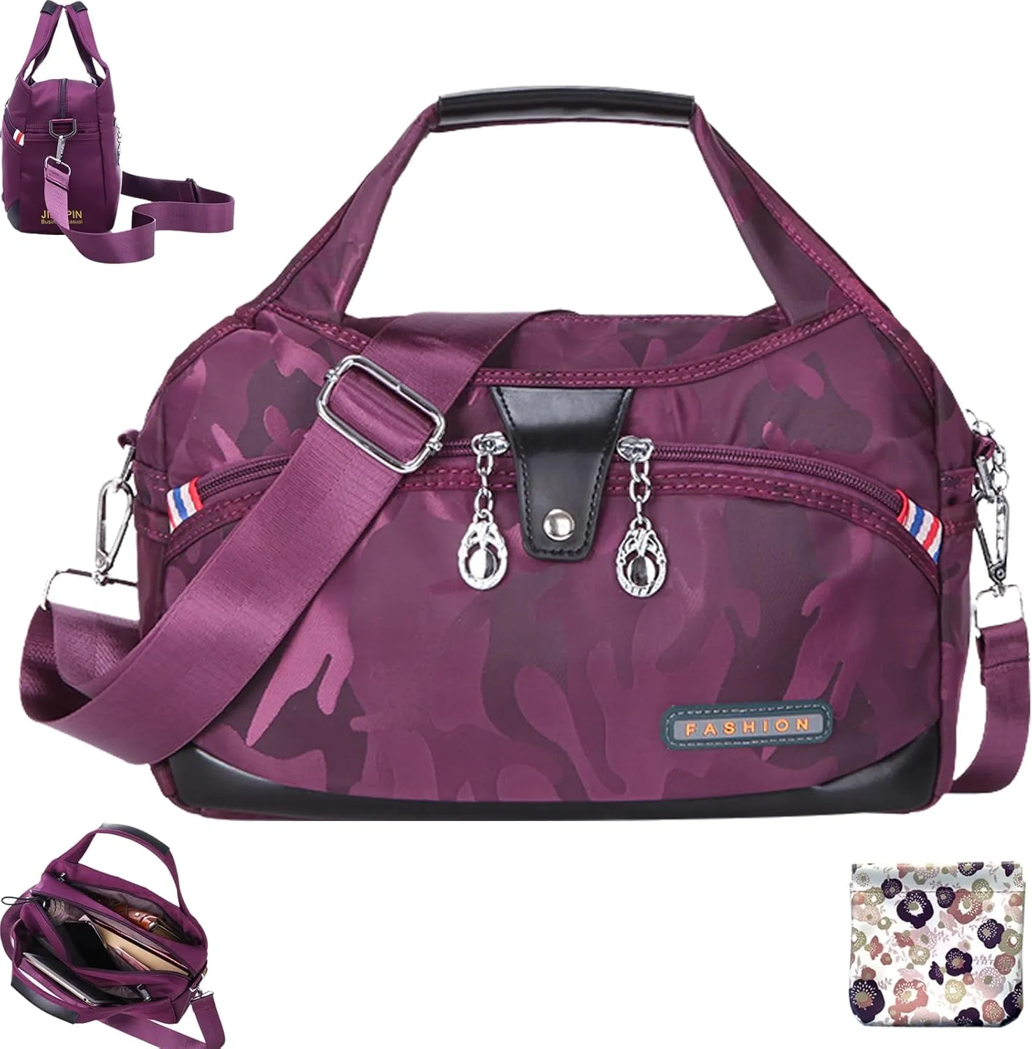 2025 New Blaciokamith Soft Side Lightweight Underseat Tote Bag, Multi-Pocket Fashion Waterproof Anti-Theft Handbag Crossbody