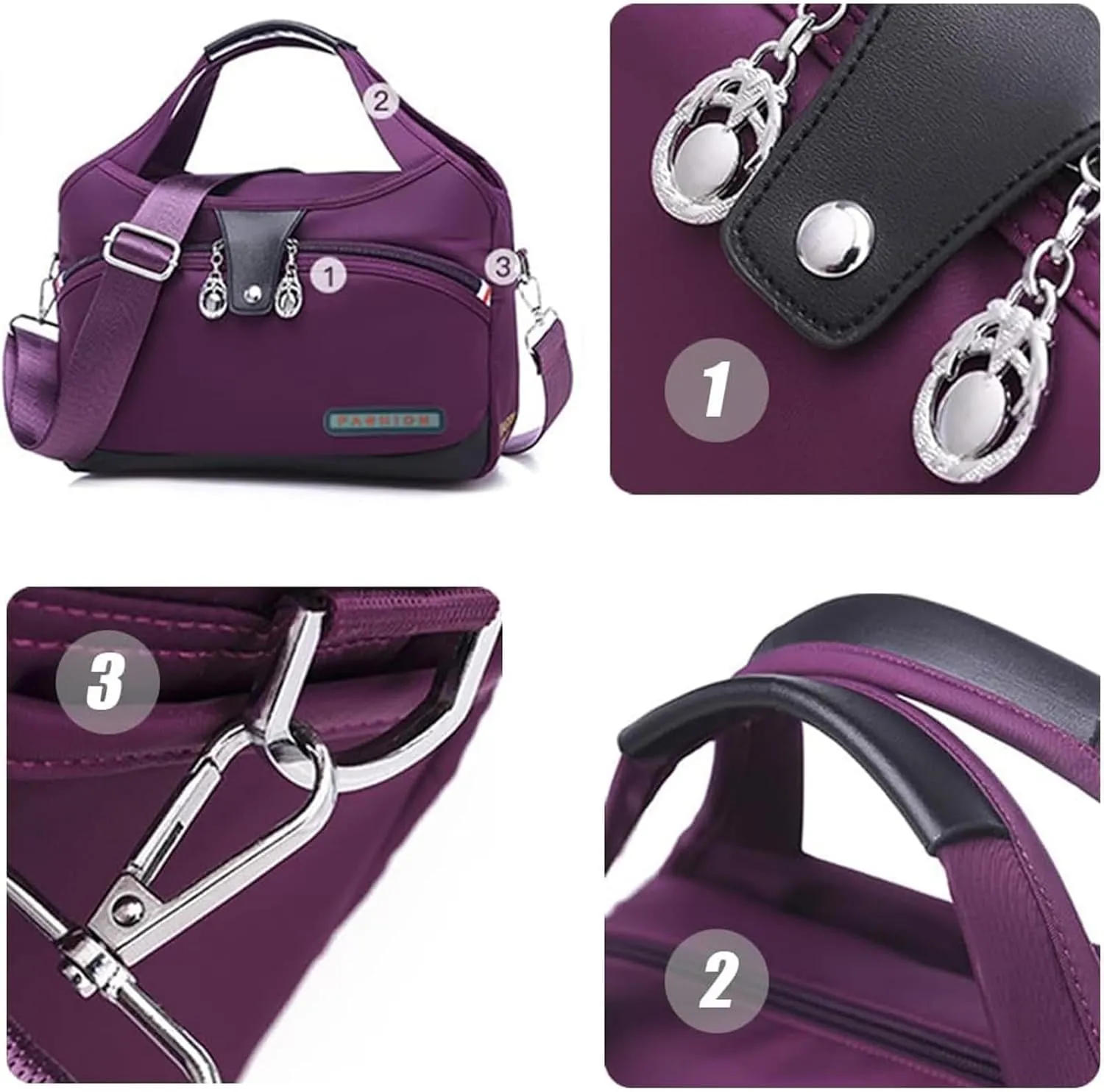 2025 New Blaciokamith Soft Side Lightweight Underseat Tote Bag, Multi-Pocket Fashion Waterproof Anti-Theft Handbag Crossbody