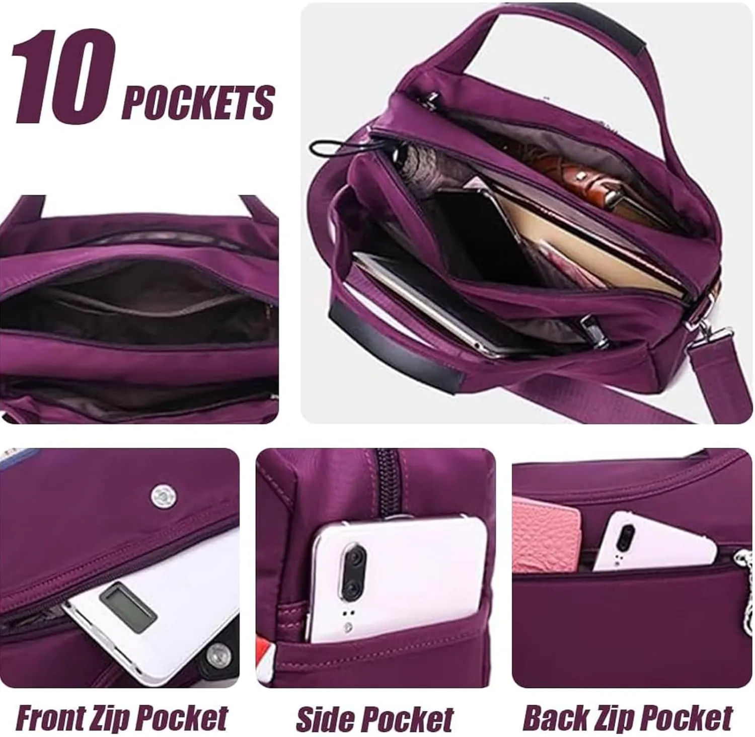 2025 New Blaciokamith Soft Side Lightweight Underseat Tote Bag, Multi-Pocket Fashion Waterproof Anti-Theft Handbag Crossbody