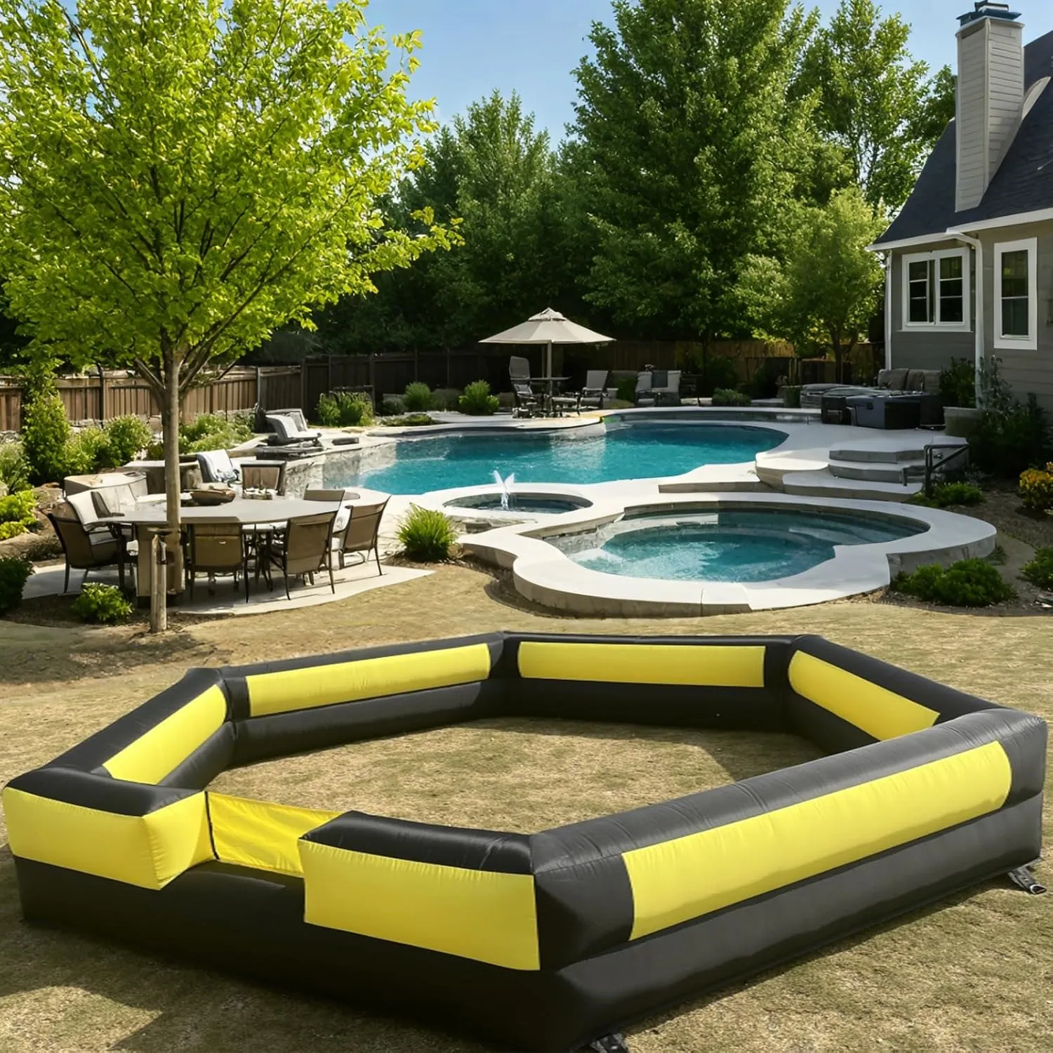 20FT Spacious Inflatable Gaga Ball Pit: Built-in Blower, Portable & Ideal for Indoor/Outdoor School & Family Fun - Effortless Setup