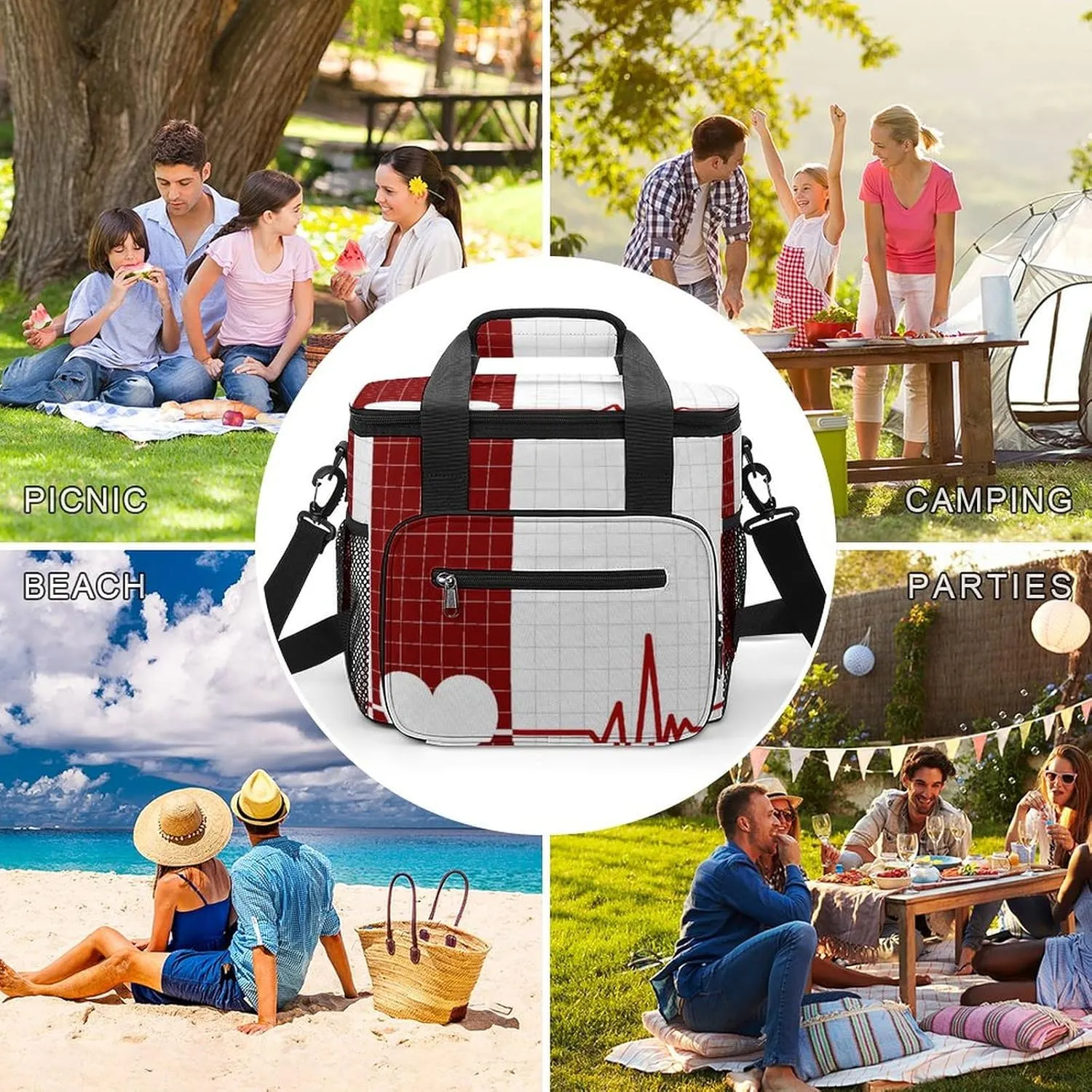 22.5L Waterproof Soft Cooler BagInsulated Lunch Box for Camping Fishing Beach Road Trips