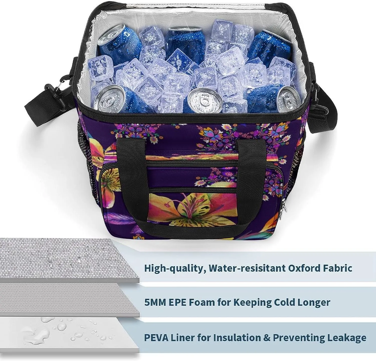 22.5L Waterproof Soft Cooler BagInsulated Lunch Box for Camping Fishing Beach Road Trips