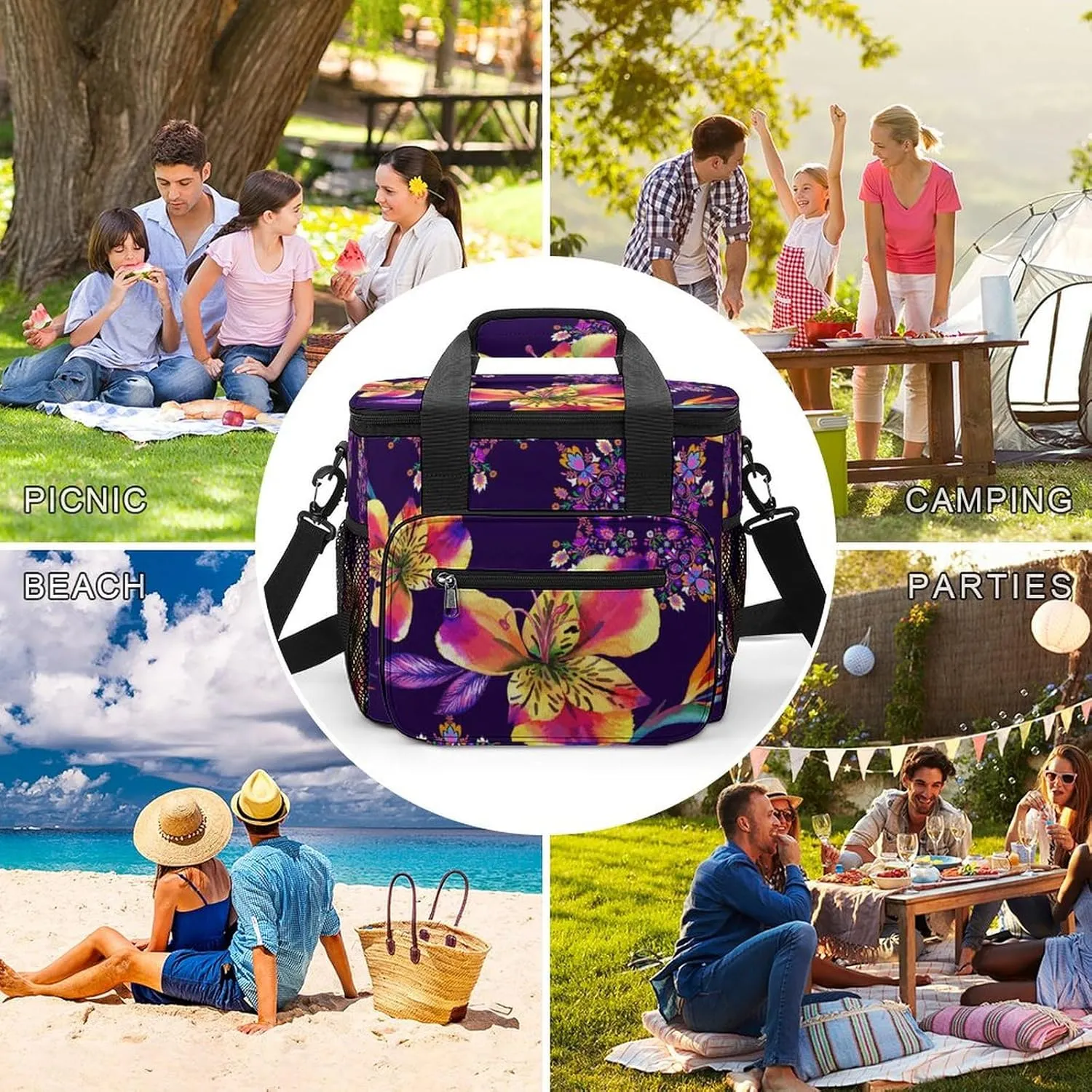 22.5L Waterproof Soft Cooler BagInsulated Lunch Box for Camping Fishing Beach Road Trips