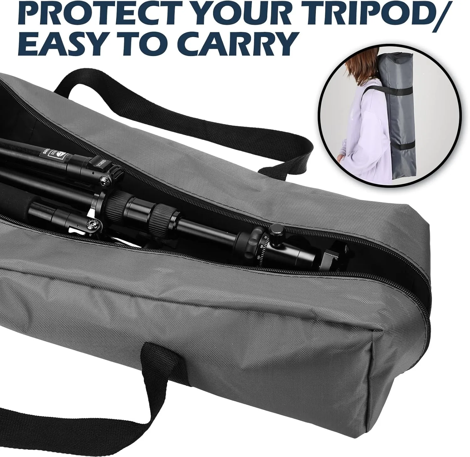 3 Pcs Tripod Carrying Case Bag Water Resistant Durable Lightweight Multifunctional Tripod Carrying Case with Heavy Duty Suit for Tent, Fishing Pole, Lights, Speakers, Cameras(Grey,28 Inch)