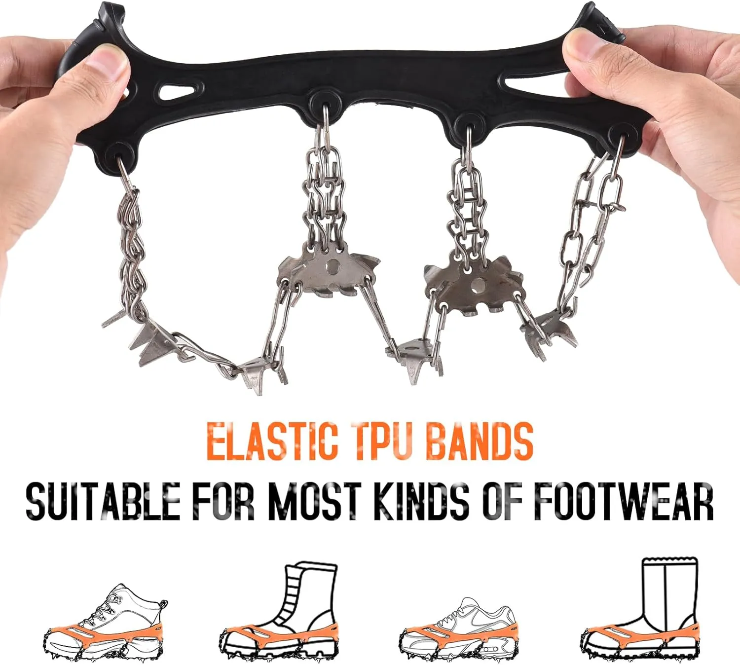 32-Tooth Stainless Steel Anti-Slip Shoe Cover Snow Anti-Slip Device Anti-Slip Chain