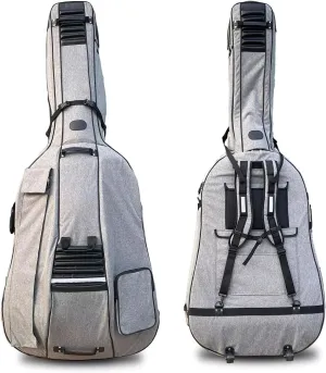 3/4 upright bass gig bag with wheels Oxford Cloth Thickened Double Bass Bag soft (Gray)