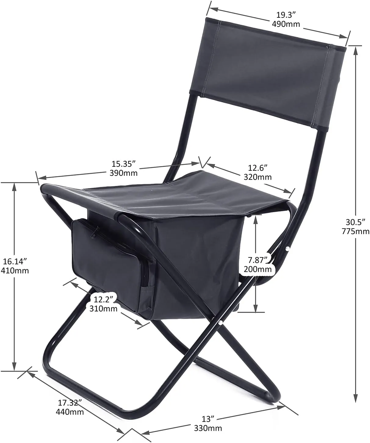 4 Pack Camping Chair, Padded Folding Outdoor Chair with Storage Bag, Lightweight Directors Chair Portable Fishing Chair for Picnics, BBQ, Beach, Backyard, Party, Patio, Lawn, Grey