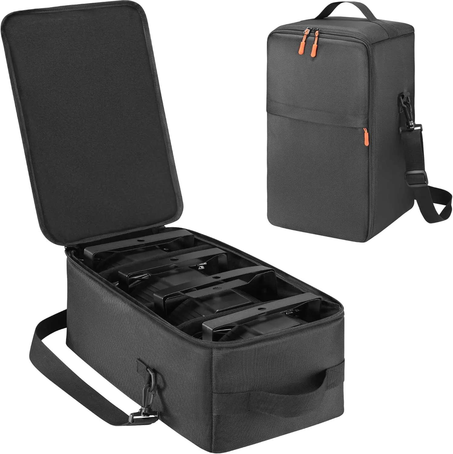 4 Par Light Bag Soft Padded, Stage Lighting Spotlight Case with Removable Dividers & Shoudler-strap & Handle, Par Lights Bag with Large Pocket