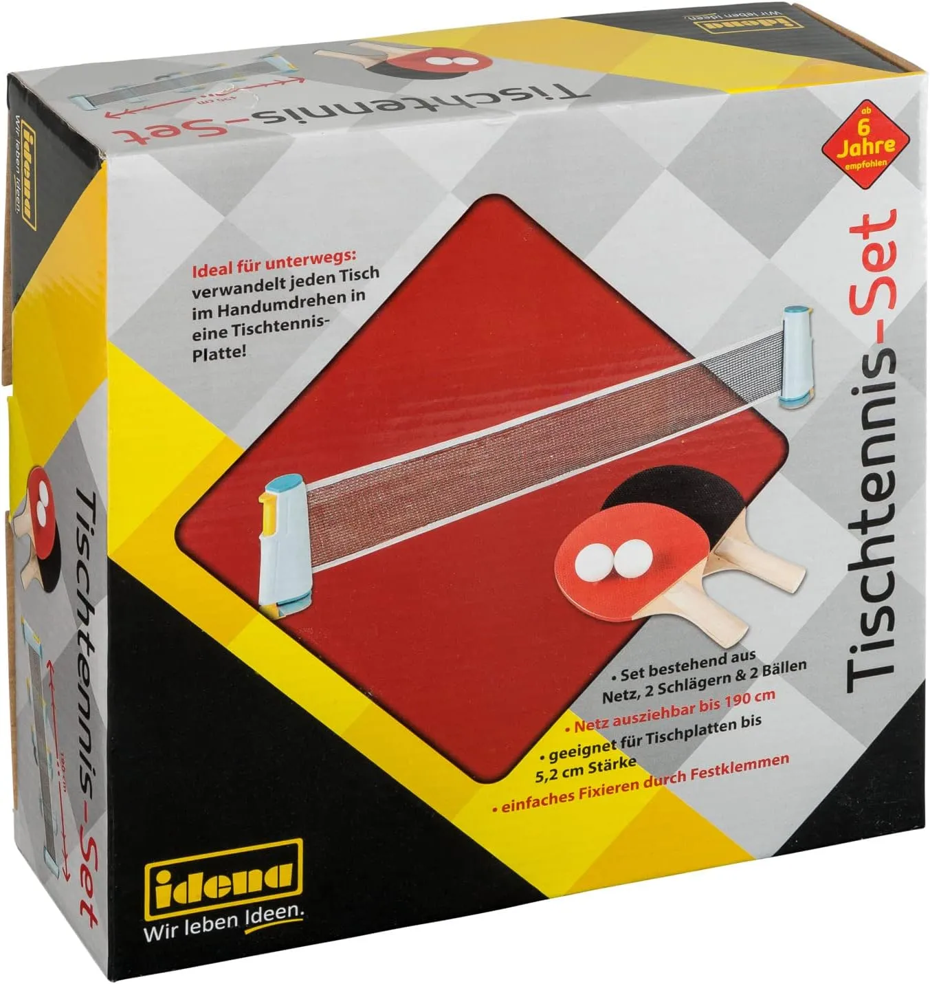 40204 Table Tennis Set with net, Two trowels and Two Balls, for Easy mounting on Table Tops, Perfect for on The go, on Holiday or in The Garden.