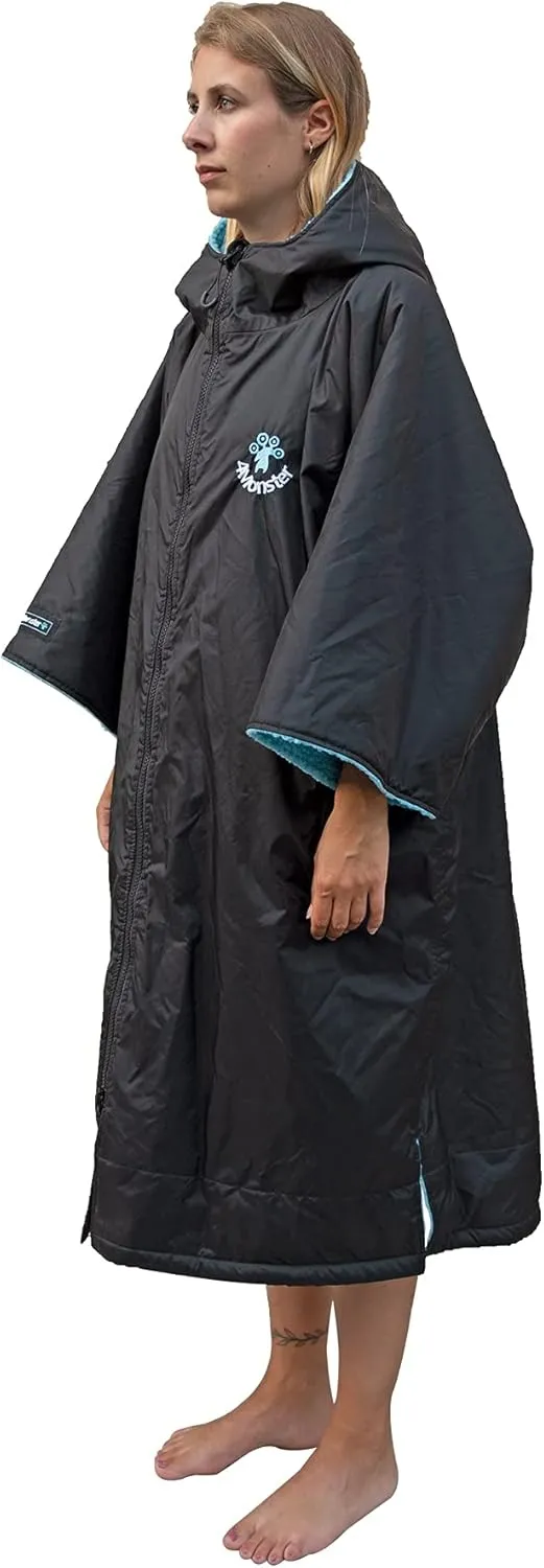 4Monster Swim Parka with Hood,Quick-dry Wetsuit Changing Robe Waterproof,Warm Coat Surf Poncho for Water Sport, Beach&Pool