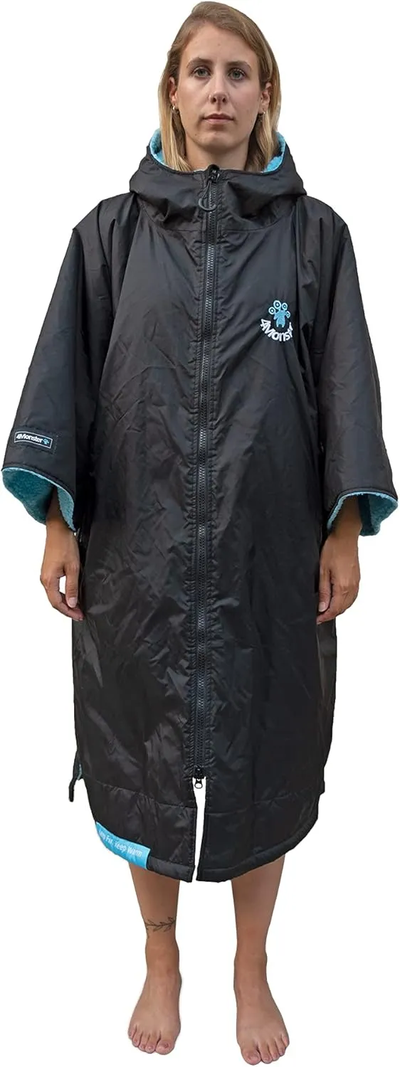 4Monster Swim Parka with Hood,Quick-dry Wetsuit Changing Robe Waterproof,Warm Coat Surf Poncho for Water Sport, Beach&Pool