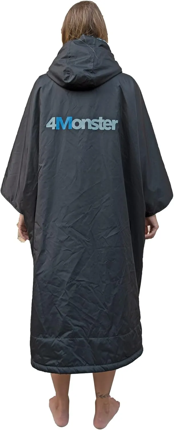 4Monster Swim Parka with Hood,Quick-dry Wetsuit Changing Robe Waterproof,Warm Coat Surf Poncho for Water Sport, Beach&Pool