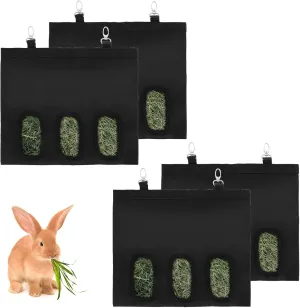 4PCS Rabbit Hay Feeder, 3 Holes Guinea Pig Hay Feeder Bag Bunny Hay Bag for Rabbit Guinea Pig Chinchilla Hamsters Small Pets Animal