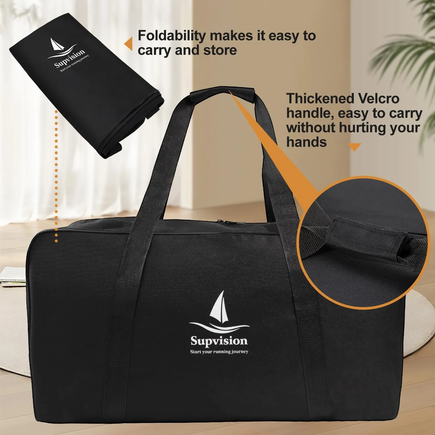 54L 14.2Gallons Foldable Duffle Cloth Bag Travel DuffelTote Bags Durable Luggage GymBag with Zippers and Handles for Camping and Traveling 23.6x11.8x11.8in