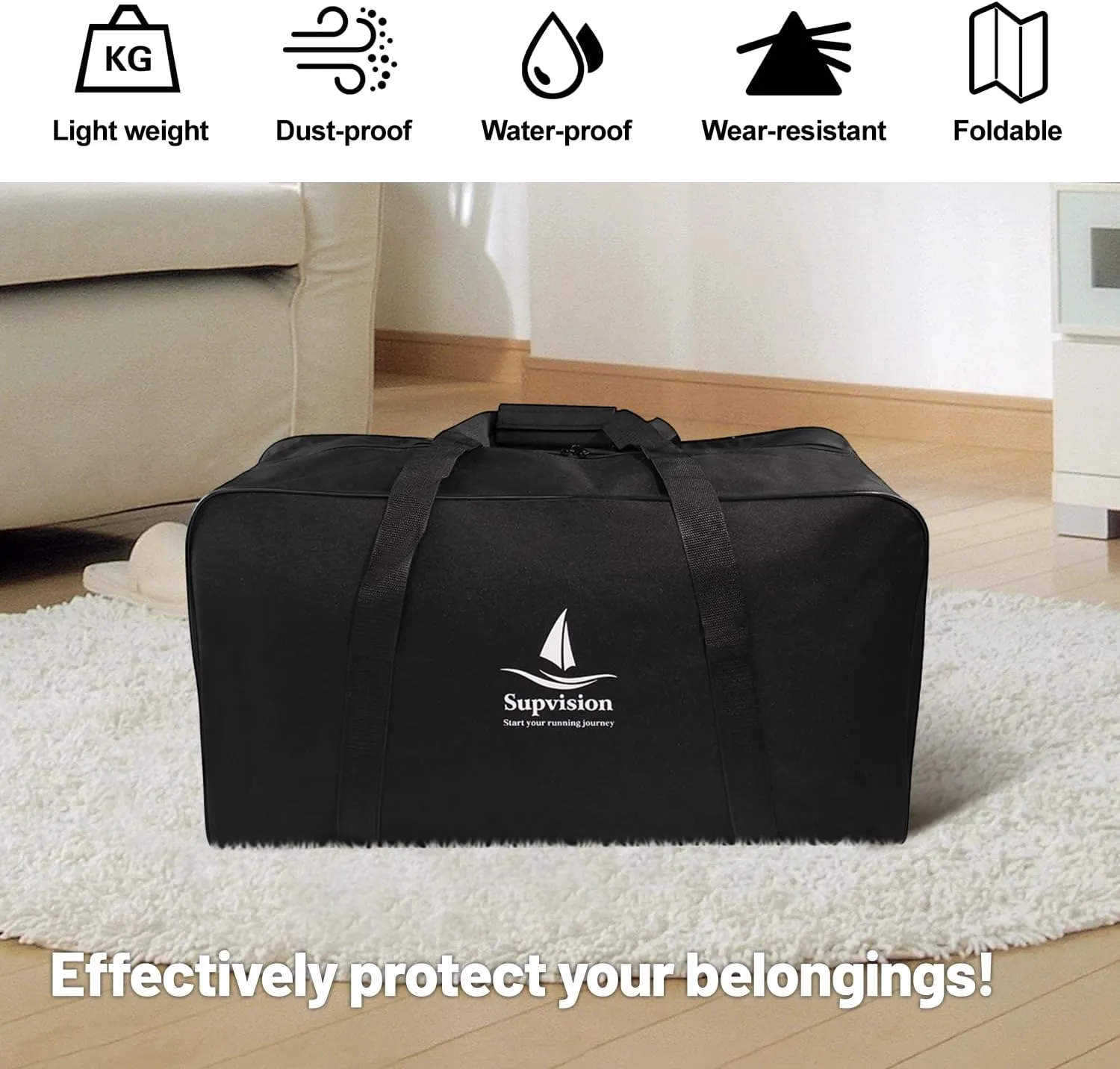 54L 14.2Gallons Foldable Duffle Cloth Bag Travel DuffelTote Bags Durable Luggage GymBag with Zippers and Handles for Camping and Traveling 23.6x11.8x11.8in
