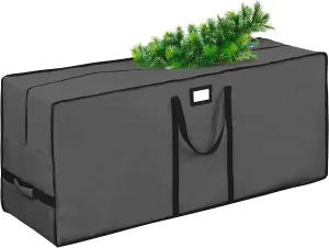 9 ft Christmas Tree Storage Bag, Heavy Duty 600D Oxford Fabric with Reinforced Handles and Dual Zip Wide Opening, Extra Large Storage Container for Trees and Decorations (Grey)