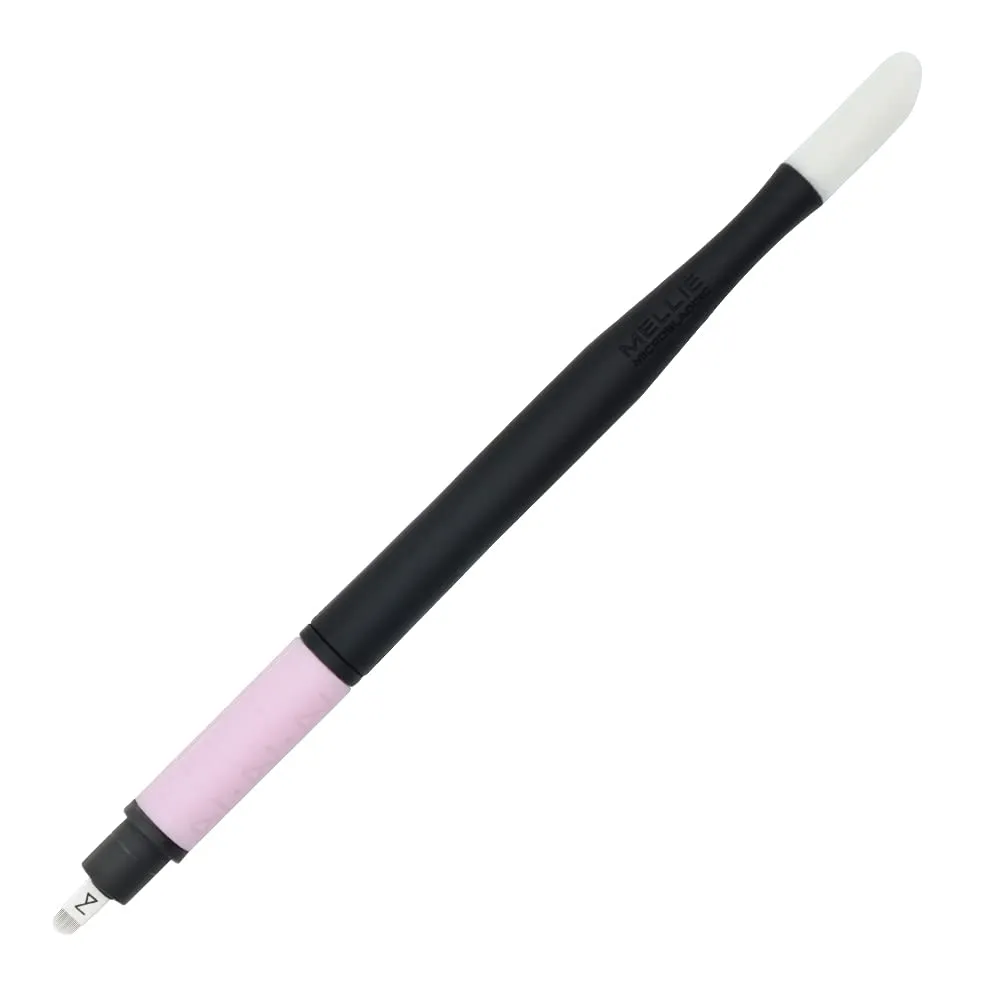 ACK OF 10 Mellie Microblading Disposable Pen 2 IN 1 - Sterilized Blade & Shade - Comfortable Silicone Grip With Pigment Sponge Microblade Best Eyebrow Supplies Kit (U18 NANO/U18)