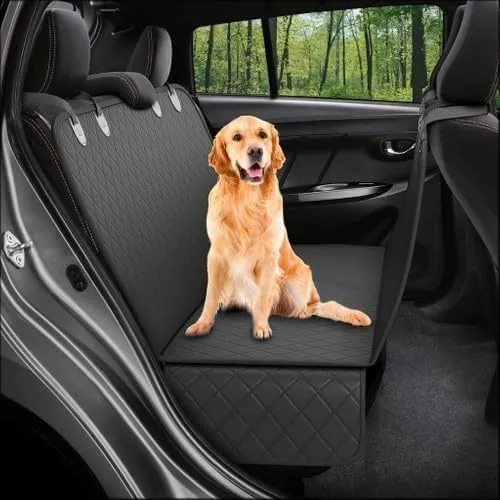 Active Pets Dog Car Seat Cover for Back Seat, Waterproof Pet Hammock Protector, Durable Nonslip Seat Protection SUV Truck, Standard 53"x56", Black