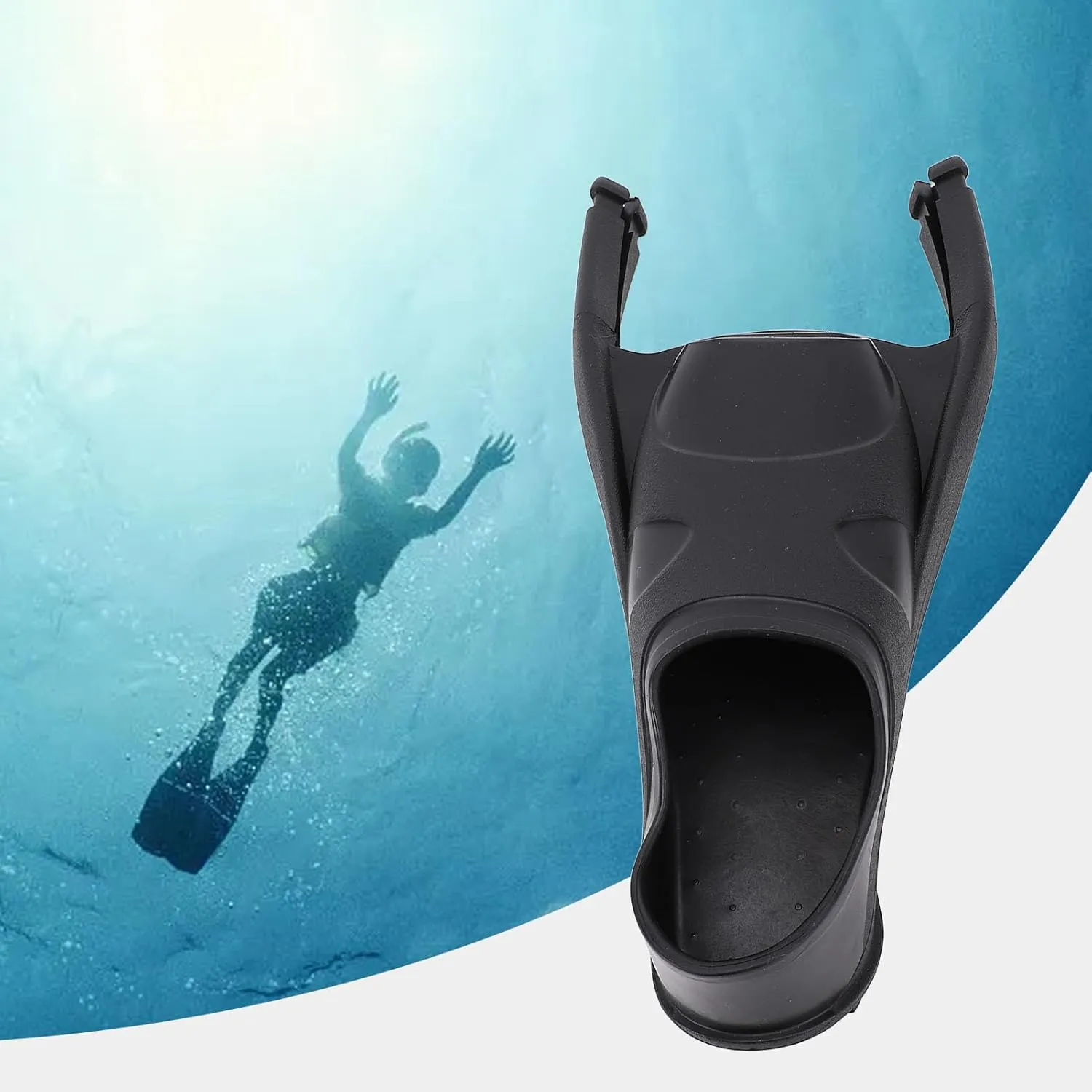 Adult Open Heel Scubaing Diving Fins, Freediving Fin Foot Pocket TPR Longblade Long Wing Diving Fin Foot Pocket for Swimming Equipment Black, Divers Knives and Shears