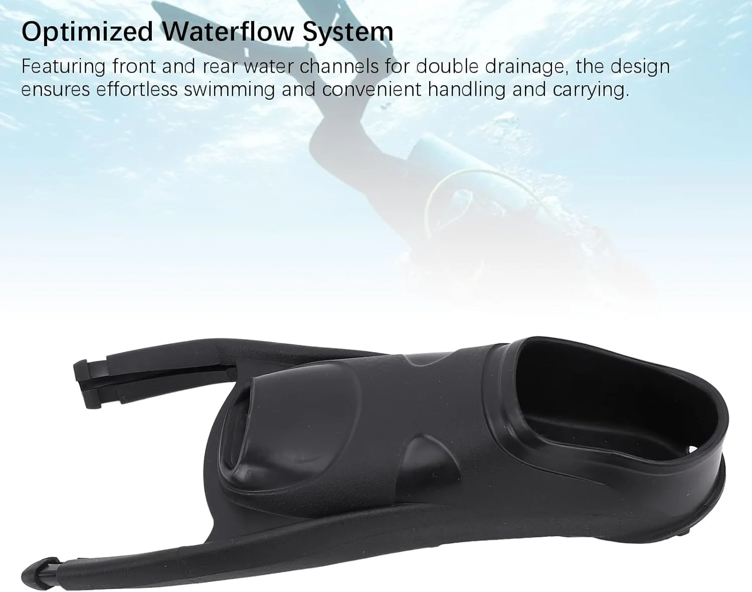 Adult Open Heel Scubaing Diving Fins, Freediving Fin Foot Pocket TPR Longblade Long Wing Diving Fin Foot Pocket for Swimming Equipment Black, Divers Knives and Shears