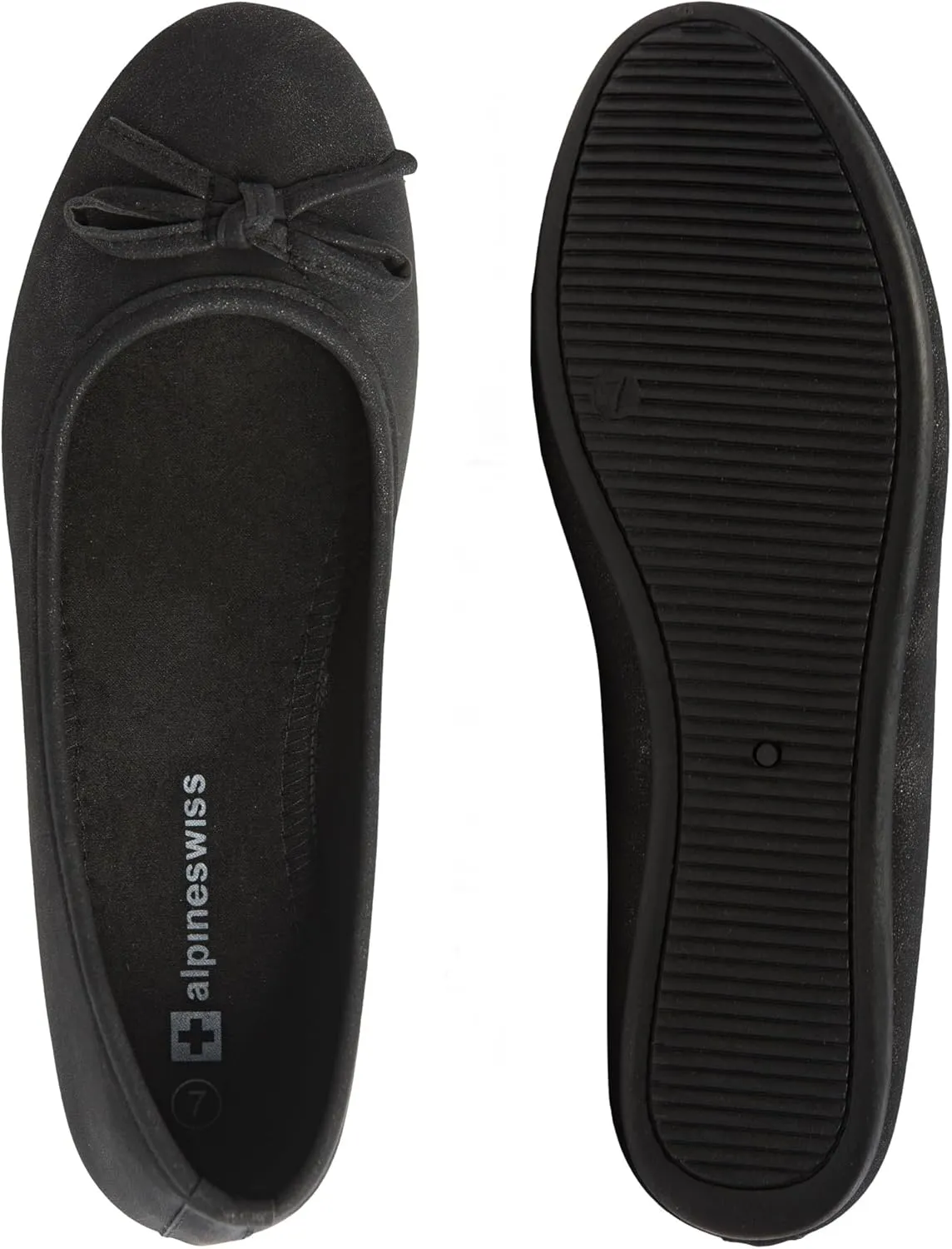 Alpine Swiss Polly Womens Bow Ballet Flats Round Toe Slip On Comfortable Shoes