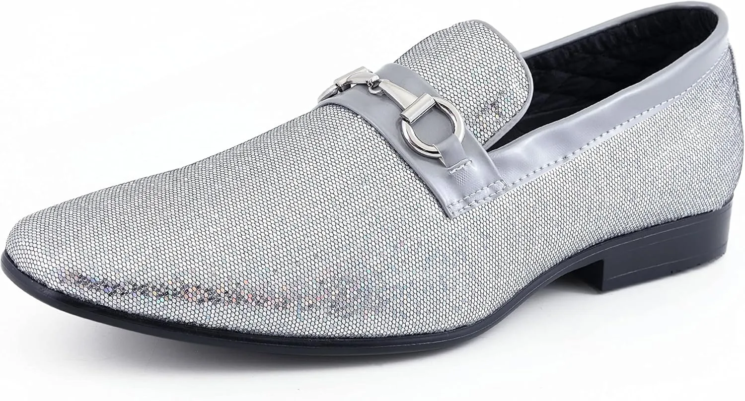 Amali Devy, Men's Dress Loafers, Slip-On Tuxedo Shoes for Men, Velvet Embellished Loafer Slippers
