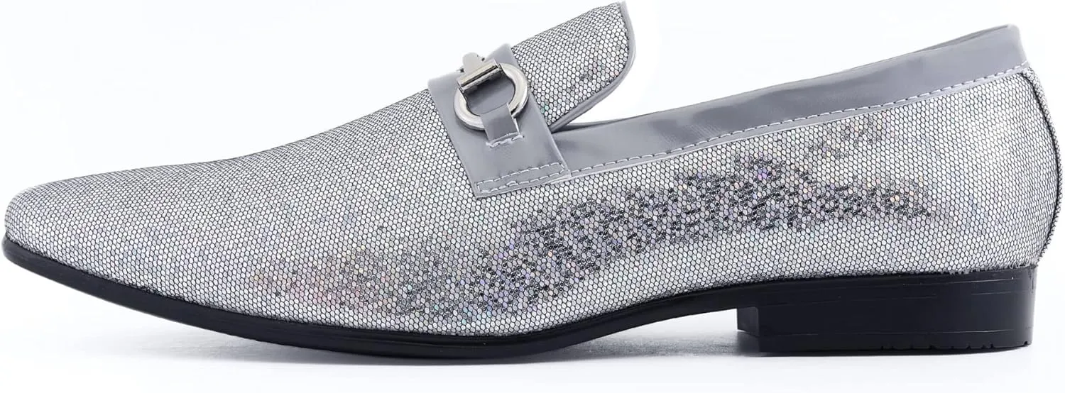 Amali Devy, Men's Dress Loafers, Slip-On Tuxedo Shoes for Men, Velvet Embellished Loafer Slippers