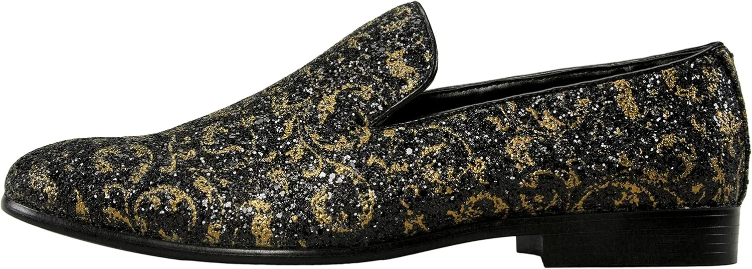 Amali Men's Paisley Metallic Erin Driving Smoking Slip On Loafer Dress Shoe