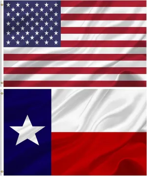 American and Texas State Flag Combo 3x5 Outdoor- Durable 100% Polyester Heavy Duty Fade Resistant US and Texas Flags Banner wall decor indoor