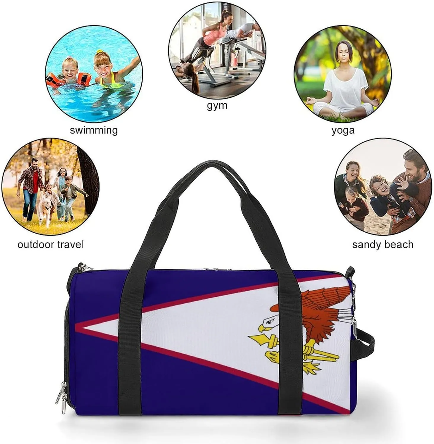 American Samoa Flag Travel Bag for Boys Girls with Shoe Compartment and Wet Pocket