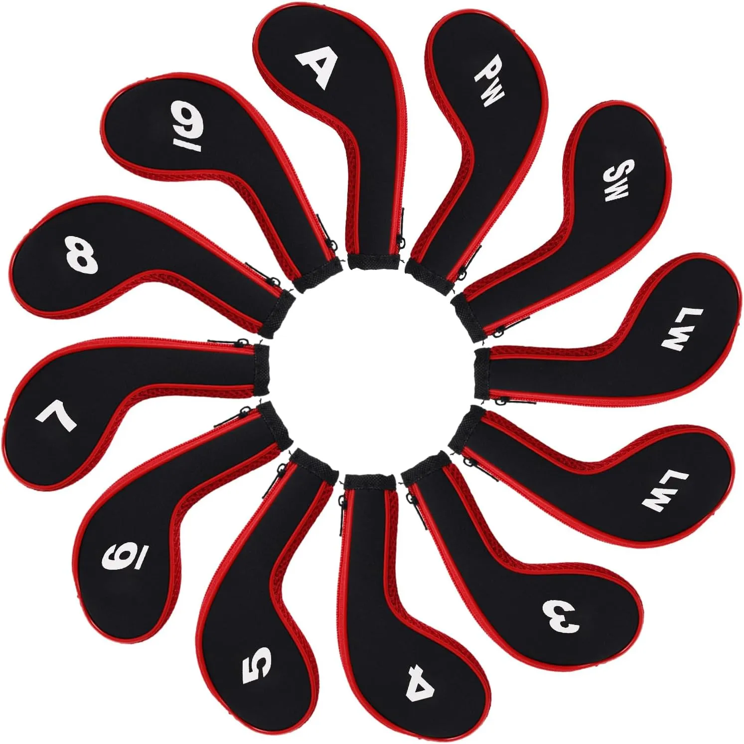 Andux 12pcs/Set Golf Iron Club Head Covers Number Print Long Neck with Zipper