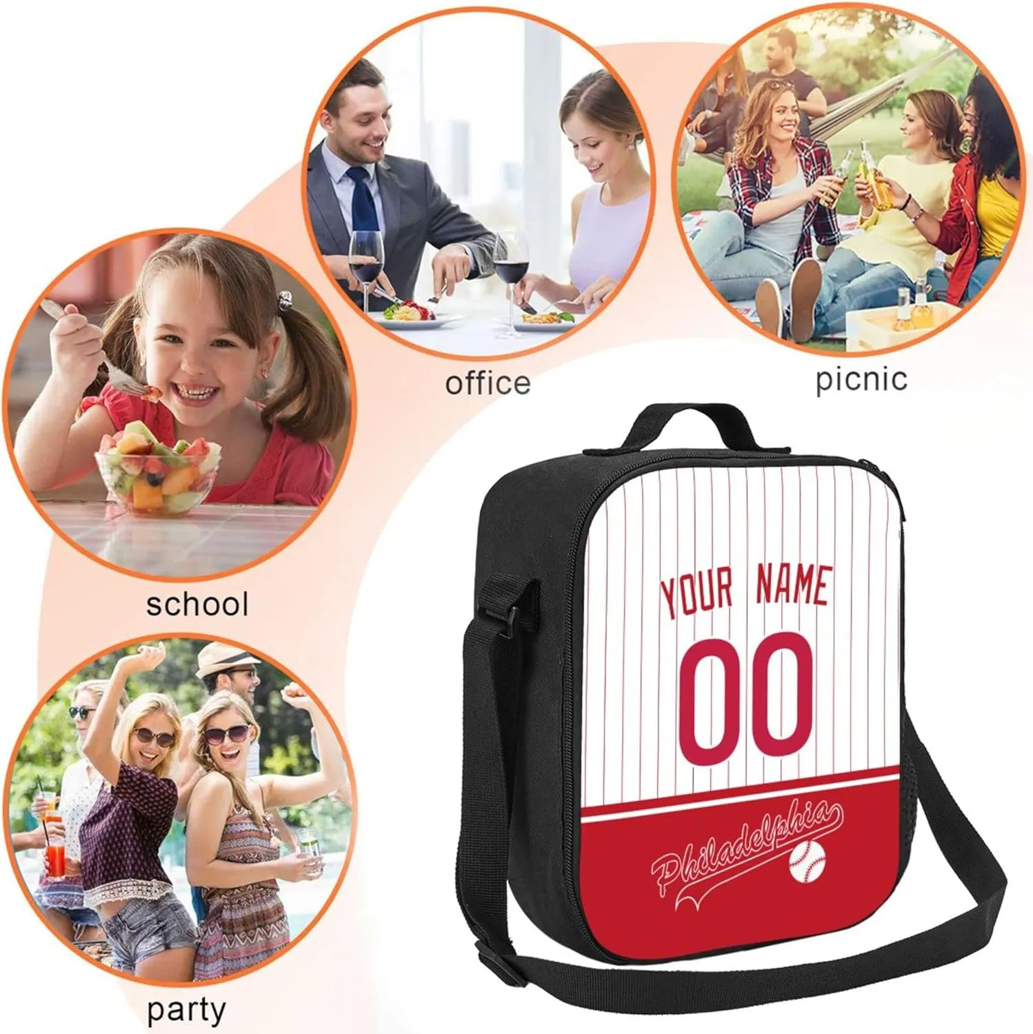 ANTKING Philadelphia Lunch Box Lunch Bag Cooler Custom Any Name and Any Number Personalized Gifts for Kids Men Women