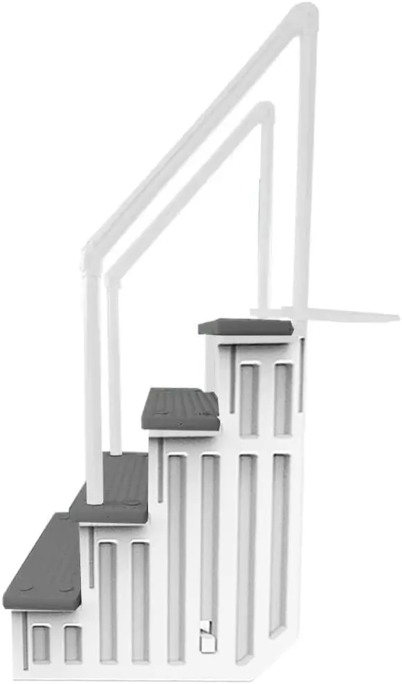Aqua Select Anti-Slip in-Pool Steps | White/Gray Steps | for Above Ground Swimming Pools | Can Mount to Decks 48" to 54" H | Safety Stairs Capacity Up to 250 lbs
