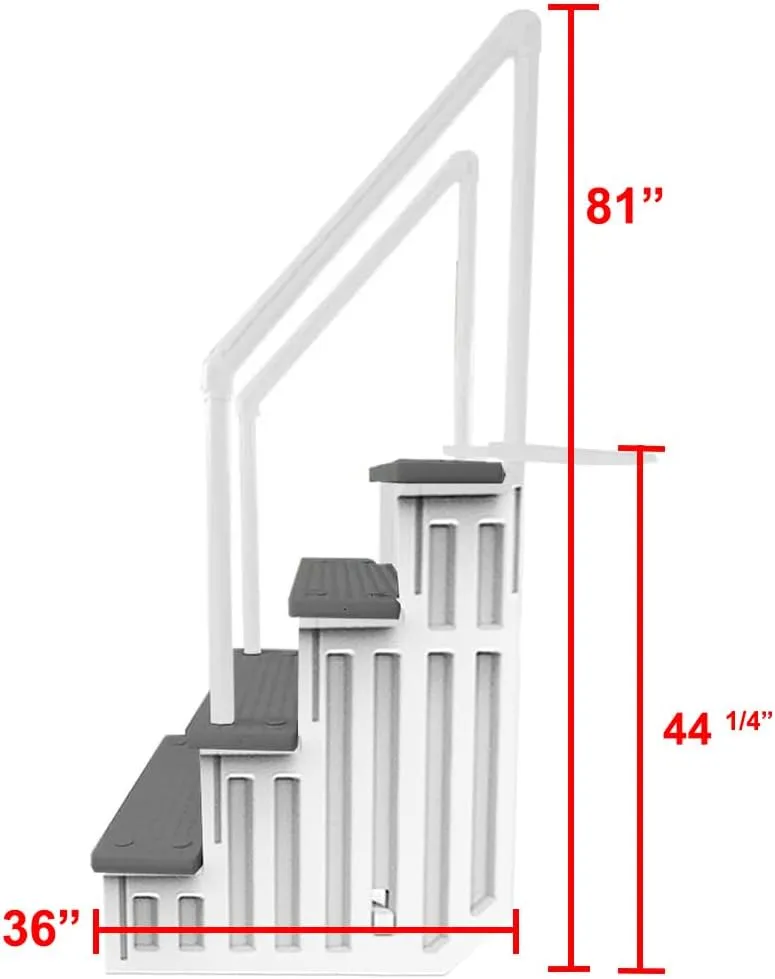 Aqua Select Anti-Slip in-Pool Steps | White/Gray Steps | for Above Ground Swimming Pools | Can Mount to Decks 48" to 54" H | Safety Stairs Capacity Up to 250 lbs