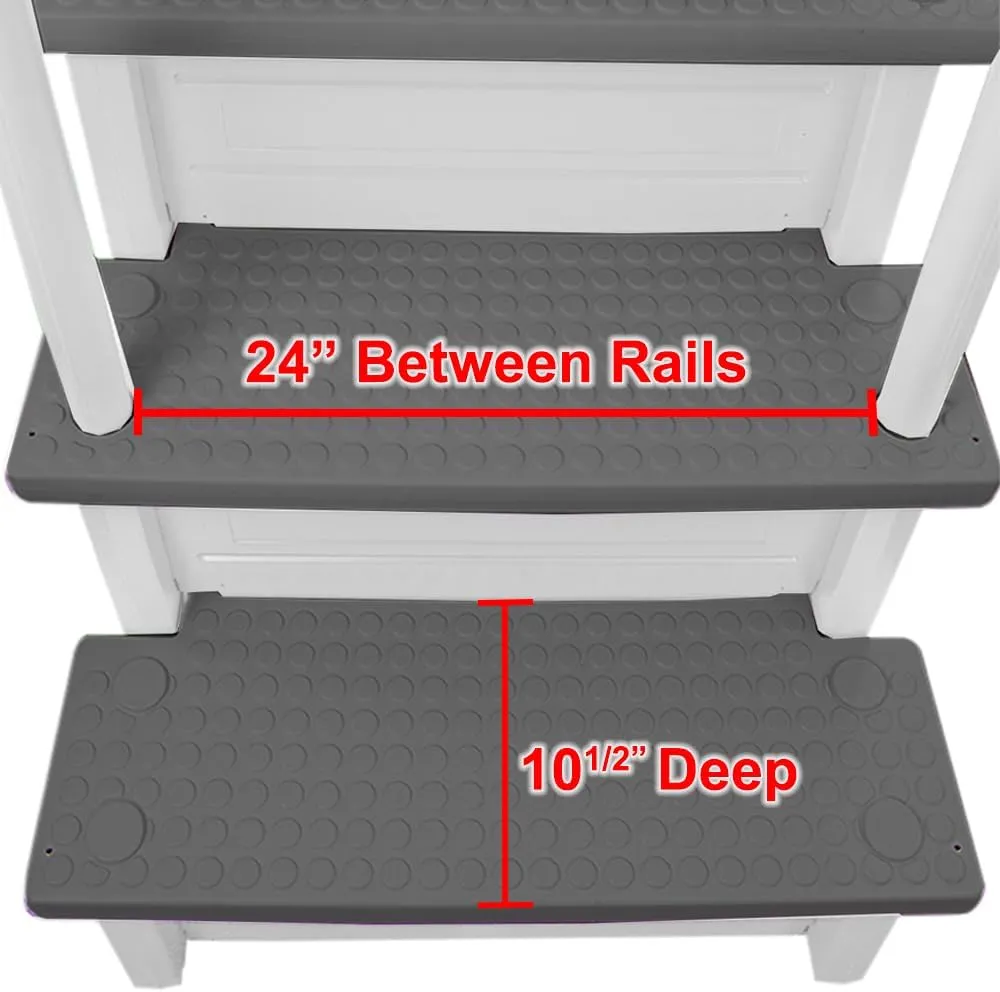 Aqua Select Anti-Slip in-Pool Steps | White/Gray Steps | for Above Ground Swimming Pools | Can Mount to Decks 48" to 54" H | Safety Stairs Capacity Up to 250 lbs