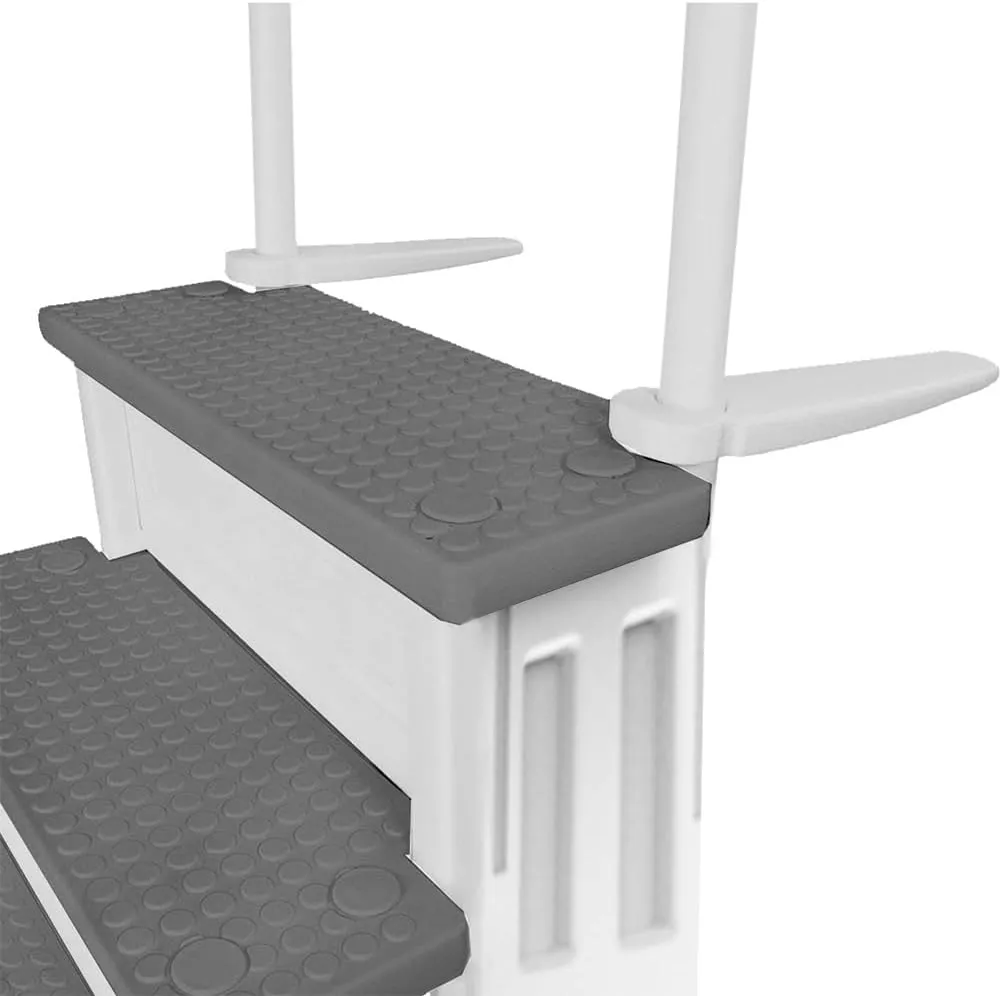 Aqua Select Anti-Slip in-Pool Steps | White/Gray Steps | for Above Ground Swimming Pools | Can Mount to Decks 48" to 54" H | Safety Stairs Capacity Up to 250 lbs