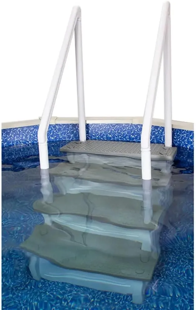 Aqua Select Anti-Slip in-Pool Steps | White/Gray Steps | for Above Ground Swimming Pools | Can Mount to Decks 48" to 54" H | Safety Stairs Capacity Up to 250 lbs