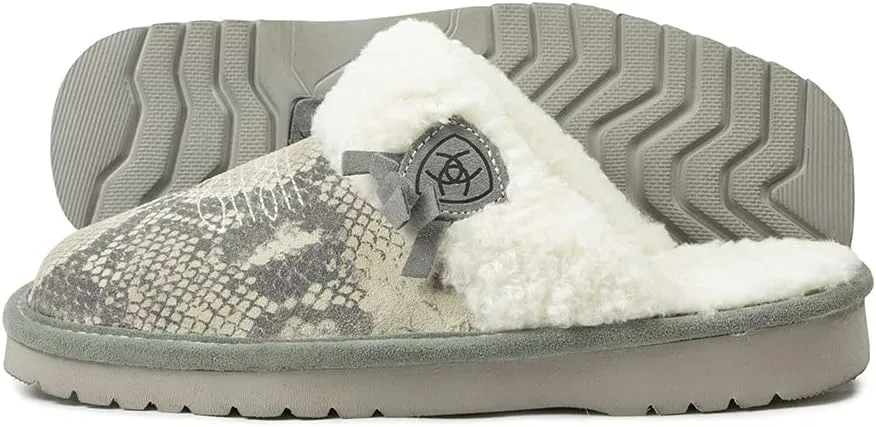 ARIAT Women's Indoor/Outdoor Warm Comfortable Jackie Square Toe Exotic Slippers with Genuine Suede Leather Uppers