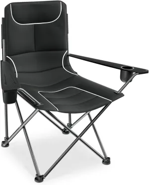 Athena Collection Portable Camping Chair for Outdoor, Foldable Outdoor Beach Camping Chair with Adjustable Backrest & Armrest, Oversized Padded Chair Folding Lawn Chair with Cooler & Cup Holder