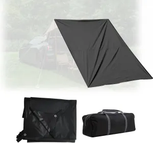 Awning Tarpaulin, 300D Oxford Cloth Camping Tent Tarp, PU 5000 Waterproof Ground Sheet Mat for Outdoor Furniture,Tents Tarp Cover(Black,220cm/87in)