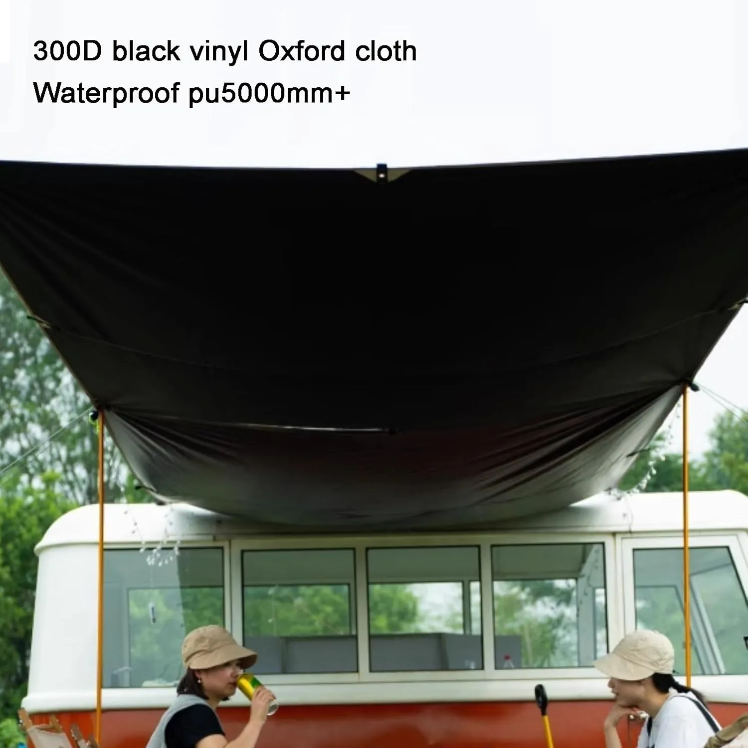 Awning Tarpaulin, 300D Oxford Cloth Camping Tent Tarp, PU 5000 Waterproof Ground Sheet Mat for Outdoor Furniture,Tents Tarp Cover(Black,220cm/87in)