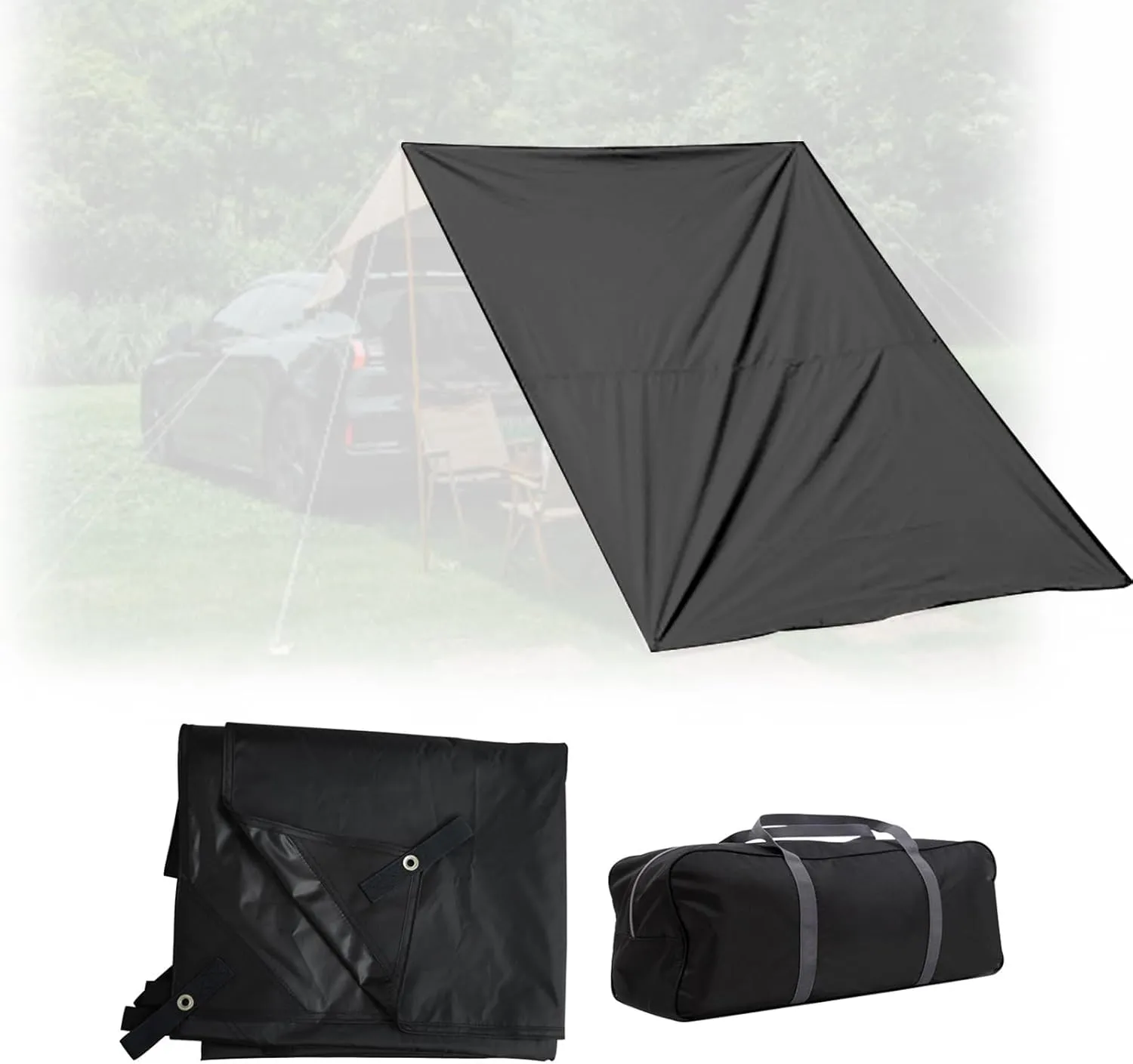 Awning Tarpaulin, 300D Oxford Cloth Camping Tent Tarp, PU 5000 Waterproof Ground Sheet Mat for Outdoor Furniture,Tents Tarp Cover(Black,220cm/87in)