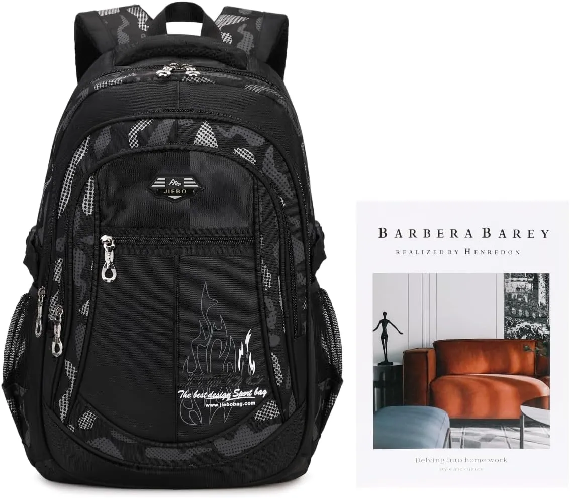 Backpacks for Boys Elementary Middle School Bags Kids Heavy Duty Durable Teenage Student Sturdy Bookbag Travel Waterproof 18in (D-Black)