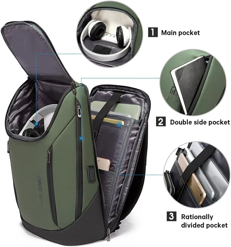 BANGE Business Smart Backpack Waterproof fit 15.6 Inch Laptop Backpack with USB Charging Port,Travel Durable Backpack