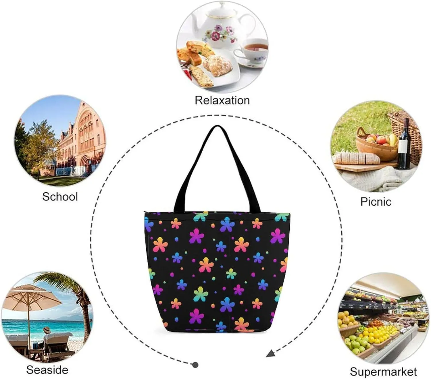 Bats Starrys Skys Pattern Hobo Handbags With Zipper Women's Tote Handbags
